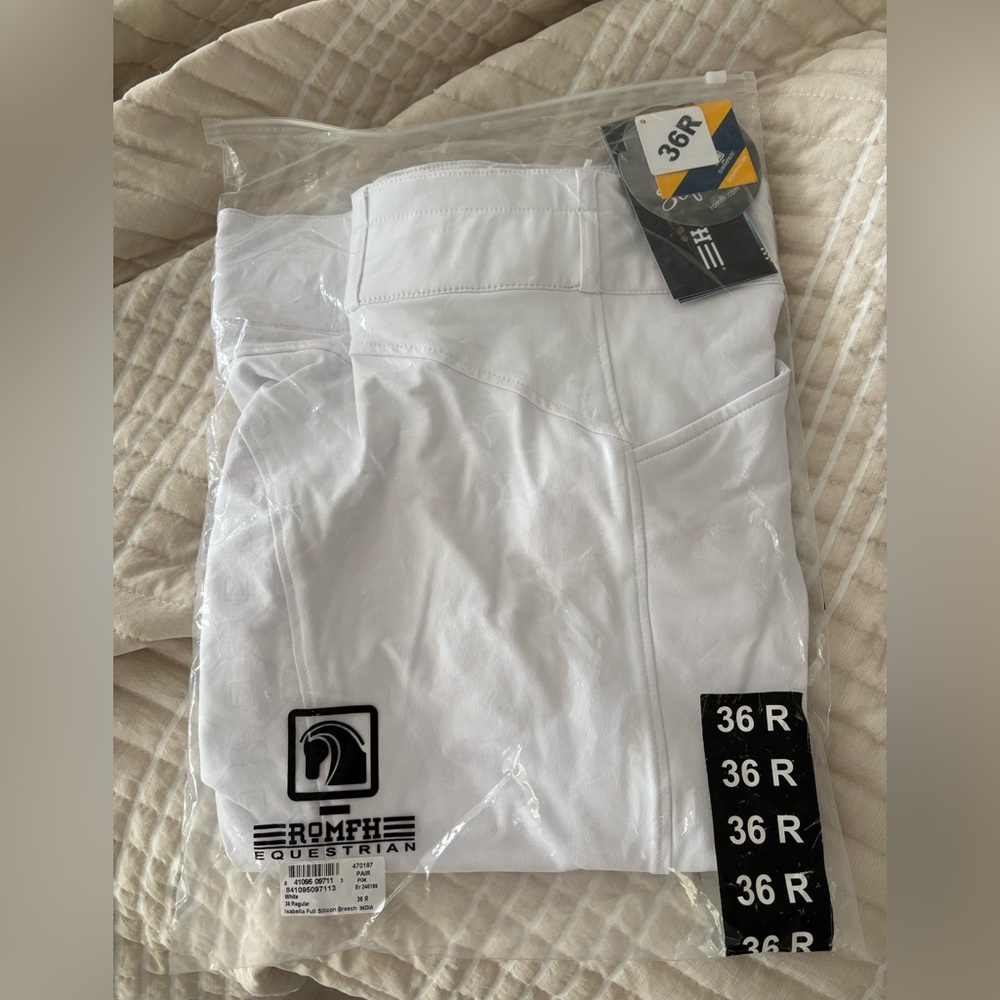Romfh Isabella White Equestrian Breeches 36R